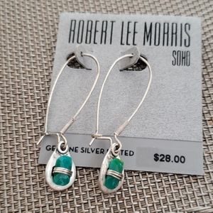 Robert Lee Morris Wire Wrap Green Stone Earrings